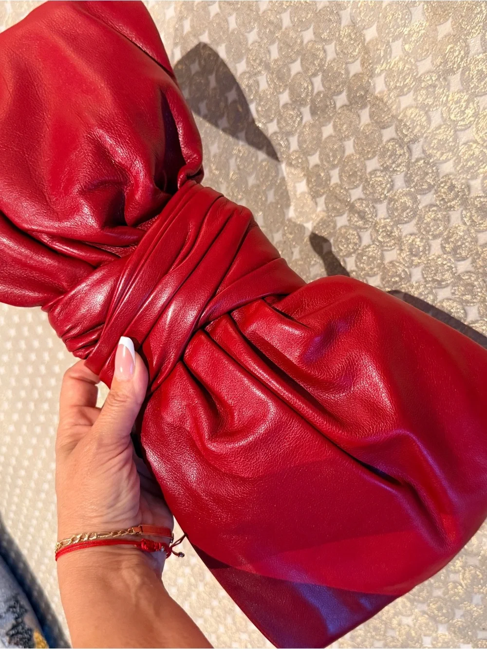 Authentic vintage Valentino Garavani Red Bow-Knot Leather Clutch